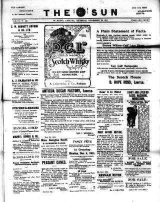 cover page of Sun (Antigua) published on November 30, 1911