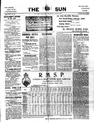 cover page of Sun (Antigua) published on July 6, 1916