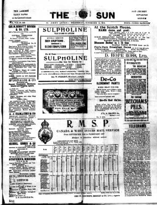 cover page of Sun (Antigua) published on November 15, 1916