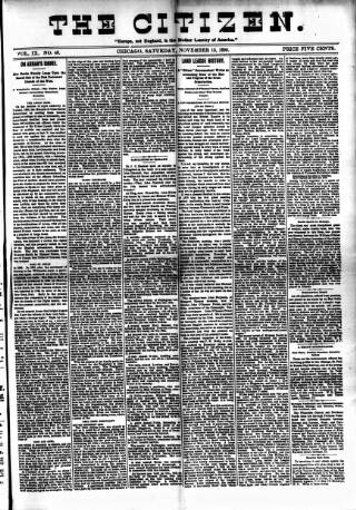 cover page of Chicago Citizen published on November 15, 1890