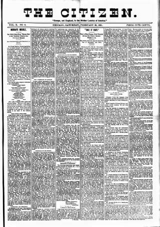 cover page of Chicago Citizen published on February 28, 1891