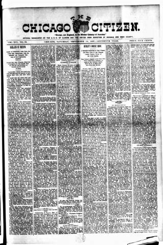 cover page of Chicago Citizen published on September 18, 1897