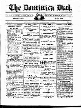 cover page of Dominica Dial published on September 18, 1886