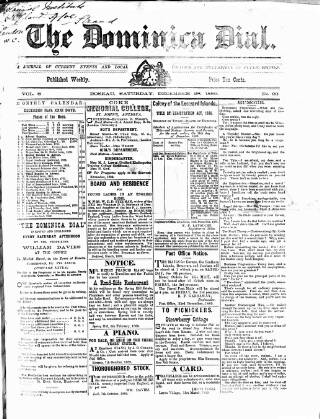 cover page of Dominica Dial published on December 28, 1889