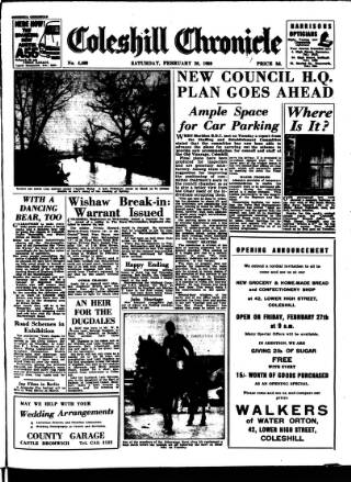 cover page of Coleshill Chronicle published on February 28, 1959