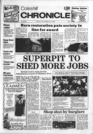 cover page of Coleshill Chronicle published on September 18, 1992