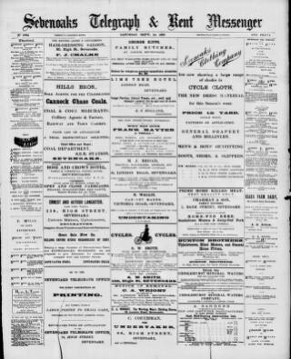cover page of Kent Messenger published on September 18, 1897