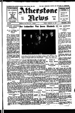 cover page of Atherstone News and Herald published on February 28, 1958