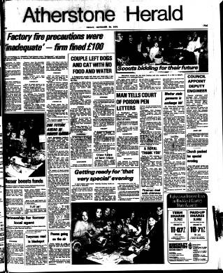 cover page of Atherstone News and Herald published on November 30, 1973