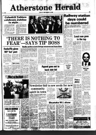 cover page of Atherstone News and Herald published on September 18, 1981