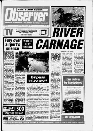 cover page of Herts and Essex Observer published on February 28, 1991