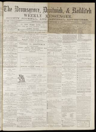 cover page of Bromsgrove & Droitwich Messenger published on December 30, 1871