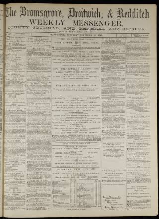 cover page of Bromsgrove & Droitwich Messenger published on November 30, 1878