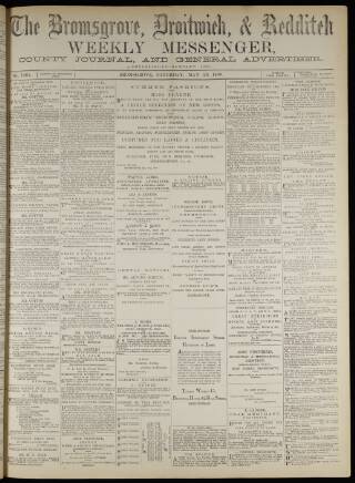 cover page of Bromsgrove & Droitwich Messenger published on May 29, 1880