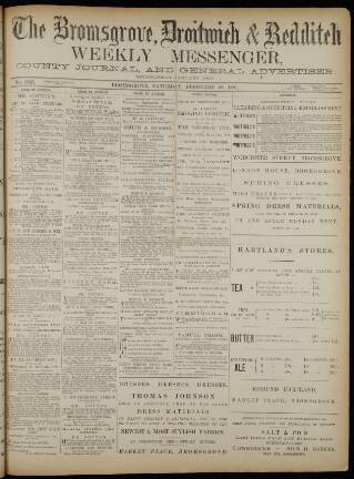 cover page of Bromsgrove & Droitwich Messenger published on February 28, 1891