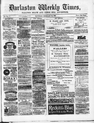 cover page of Darlaston Weekly Times published on February 28, 1885