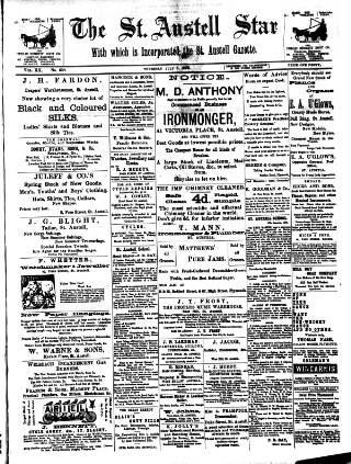 cover page of St. Austell Star published on July 6, 1899