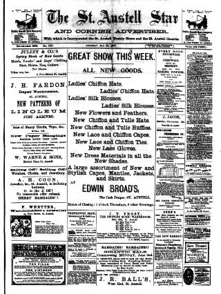 cover page of St. Austell Star published on May 29, 1902