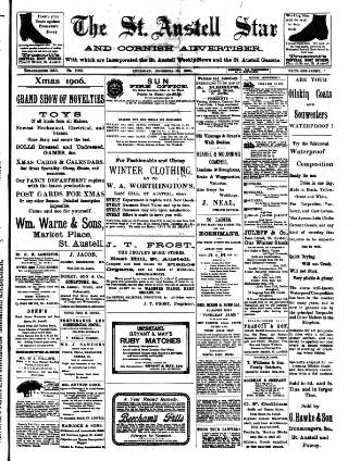 cover page of St. Austell Star published on November 15, 1906