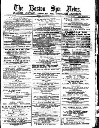 cover page of Boston Spa News published on December 30, 1887