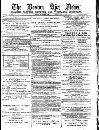 cover page of Boston Spa News published on November 30, 1888