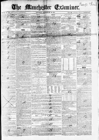 cover page of Manchester Examiner published on September 18, 1847