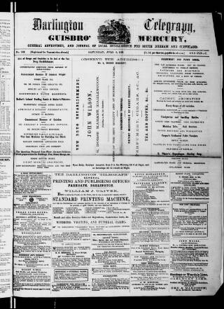 cover page of Darlington Telegraph published on July 6, 1861