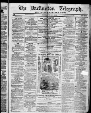 cover page of Darlington Telegraph published on February 28, 1863