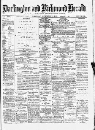 cover page of Darlington & Richmond Herald published on November 15, 1879