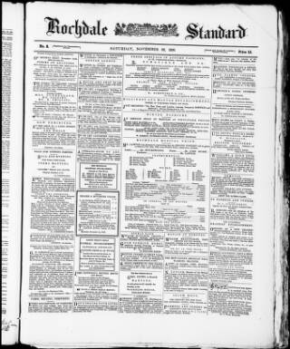 cover page of Rochdale Standard published on November 22, 1856