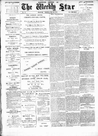 cover page of Nantwich, Sandbach & Crewe Star published on July 6, 1889
