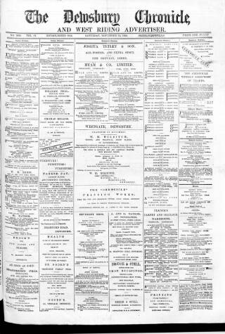 cover page of Dewsbury Chronicle and West Riding Advertiser published on November 15, 1890