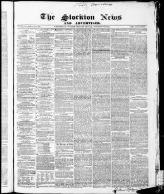 cover page of Stockton News and Advertiser published on February 17, 1865