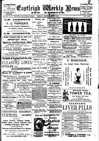 cover page of Eastleigh Weekly News published on September 28, 1900