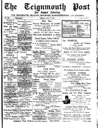 cover page of Teignmouth Post and Gazette published on July 6, 1906