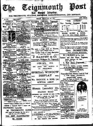 cover page of Teignmouth Post and Gazette published on February 28, 1913