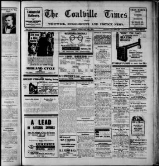 cover page of Coalville Times published on February 28, 1941