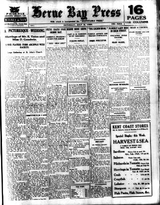 cover page of Herne Bay Press published on July 6, 1929