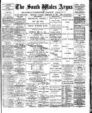 cover page of South Wales Argus published on February 28, 1893