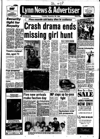 cover page of Lynn Advertiser published on December 30, 1986