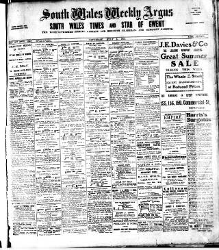 cover page of South Wales Weekly Argus and Monmouthshire Advertiser published on July 6, 1912