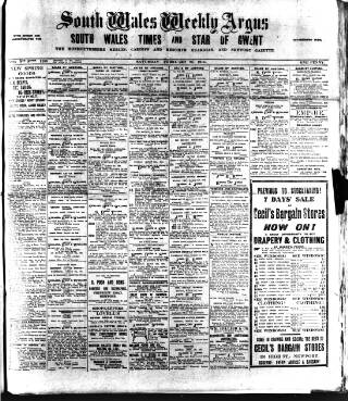 cover page of South Wales Weekly Argus and Monmouthshire Advertiser published on February 28, 1914