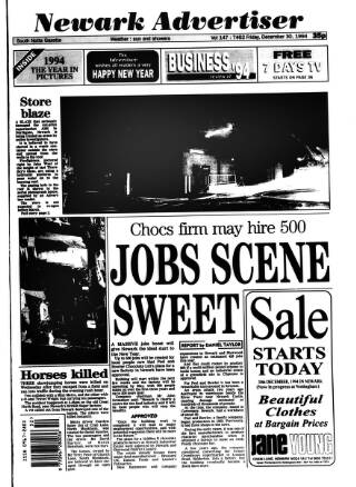 cover page of Newark Advertiser published on December 30, 1994