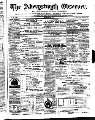 cover page of Aberystwyth Observer published on December 30, 1871