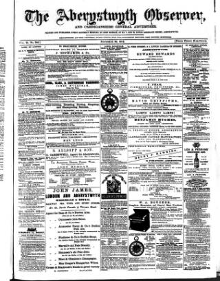 cover page of Aberystwyth Observer published on November 30, 1872