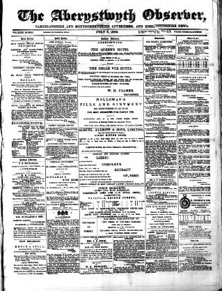 cover page of Aberystwyth Observer published on July 6, 1889
