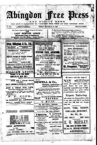 cover page of Abingdon Free Press published on November 15, 1912