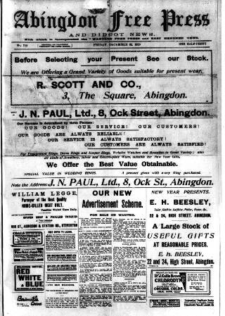 cover page of Abingdon Free Press published on December 31, 1915