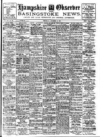 cover page of Hampshire Observer and Basingstoke News published on November 15, 1911