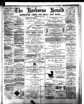 cover page of Harborne Herald published on July 6, 1895
